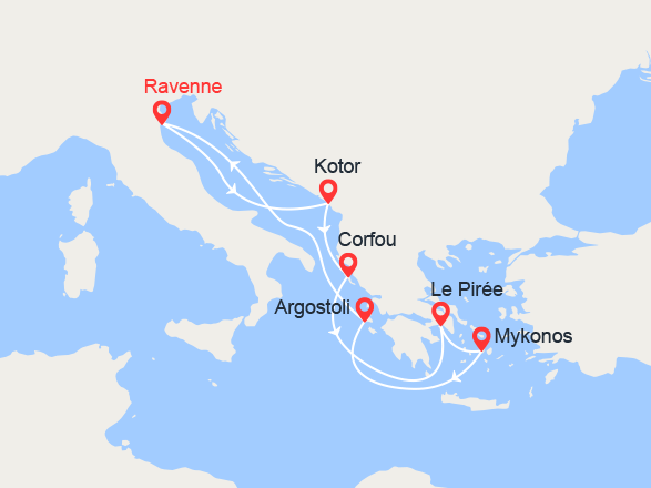 itinéraire croisière Iles grecques - Croatie/Adriatique : Grèce et Monténégro 