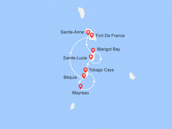 itinéraire croisière Caraïbes et Antilles : Grenadines - VOLS INCLUS