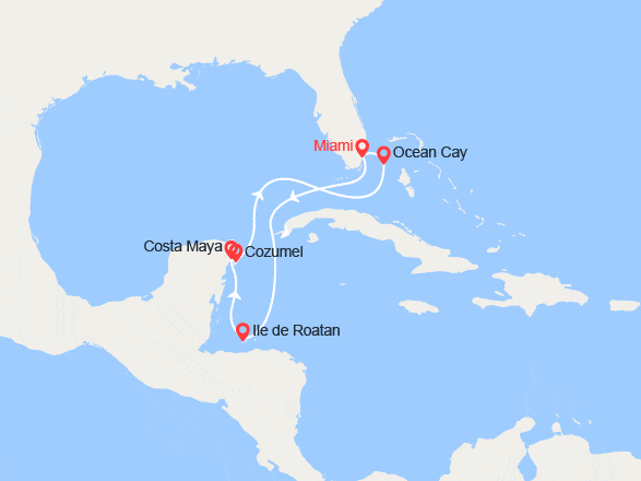 itinéraire croisière Caraïbes et Antilles : Honduras, Mexique, Bahamas