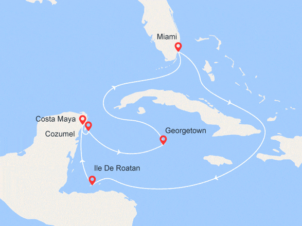 itinéraire croisière Caraïbes et Antilles - Cuba : Honduras, Mexique, Iles Caïman
