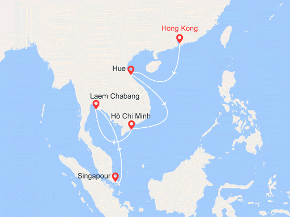 itinéraire croisière Asie : Hong Kong, Vietnam, Thaïlande et Singapour