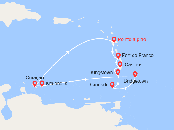 itin&eacute;raire croisi&egrave;re Caraïbes et Antilles : Horizons Tropicaux 