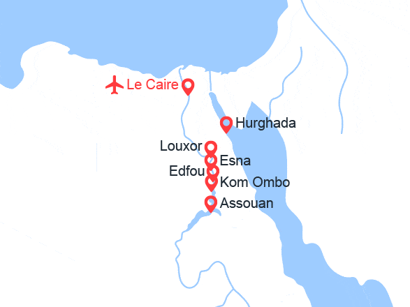 itin&eacute;raire croisi&egrave;re Nil : Horus (Caire 4* + croisière 5* + 4 nuits Hurghada 4* )  