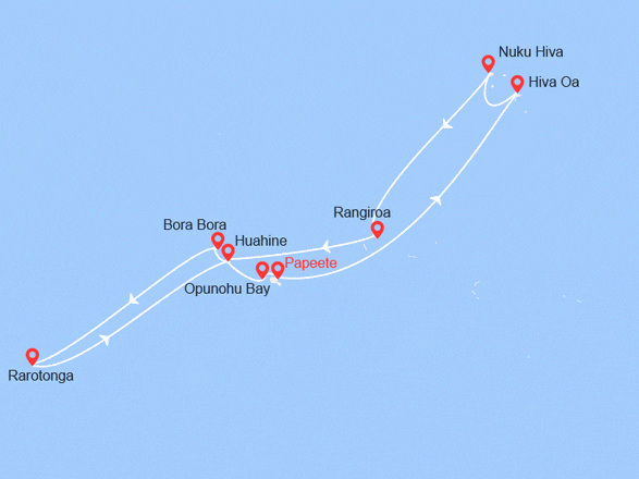 itinéraire croisière Tahiti Polynésie - Australie : Idylle Polynésienne
