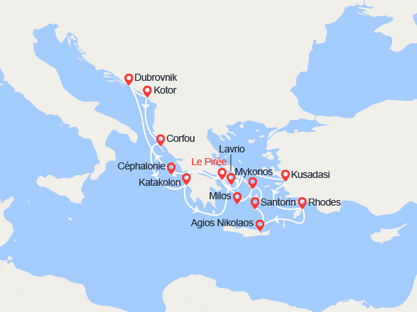 itin&eacute;raire croisi&egrave;re Méditerranée Orientale : Idyllique Mer Egée et Paradisiaque Adriatique 