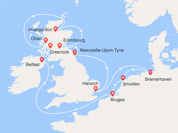 itinéraire croisière Europe du Nord : Iles Britanniques