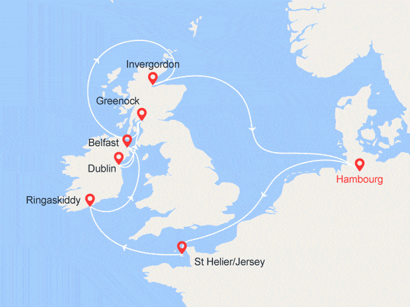 itinéraire croisière Europe du Nord : Iles Britanniques: Angleterre, Irlande, Écosse