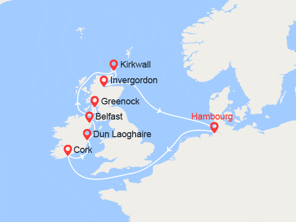 itinéraire croisière Iles Britanniques : Iles Britanniques: Irlande, Ecosse, Iles Orcades