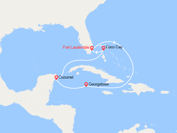 itin&eacute;raire croisi&egrave;re Caraïbes et Antilles : Iles Caïmans, Mexique, Bahamas 