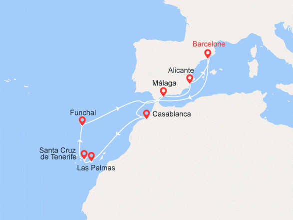 itinéraire croisière Méditerranée : Iles Canaries & Maroc