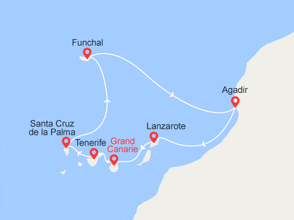 itinéraire croisière Canaries Madère : Iles Canaries, Madère et Maroc