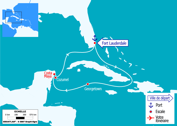 itinéraire croisière Caraïbes et Antilles : Iles Cayman et Mexique