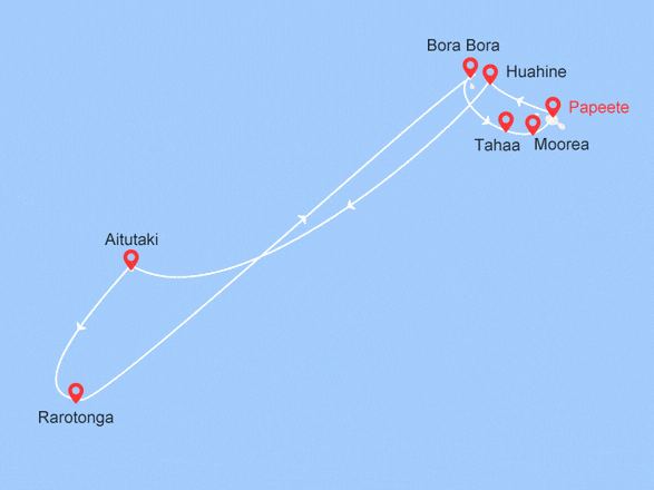 itinéraire croisière Pacifique - Tahiti Polynésie : Iles Cook et îles de la Société - OFFRE SPÉCIALE