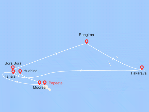 itinéraire croisière Tahiti Polynésie : Iles de la Société et des Tuamotu