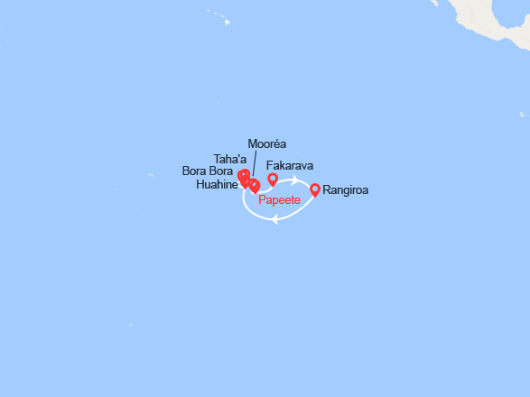 itin&eacute;raire croisi&egrave;re Tahiti Polynésie : Iles de la Societe et Tuamotu (D) 