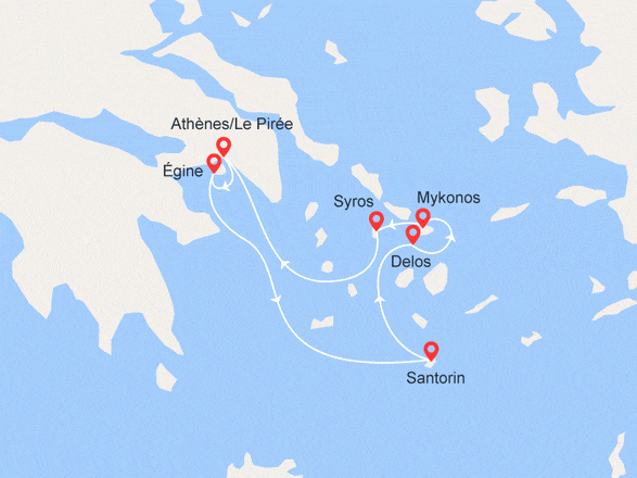 itinéraire croisière Iles grecques - Iles grecques : Iles grecques : Égina, Santorin, Delos, Mykonos, Syros