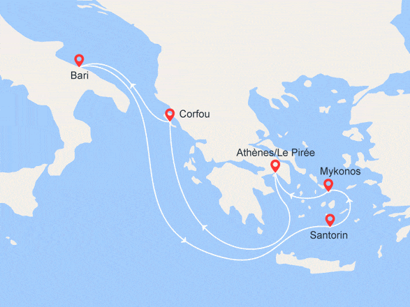itinéraire croisière Iles grecques - Iles grecques : Iles Grecques - Vols inclus au départ de Paris