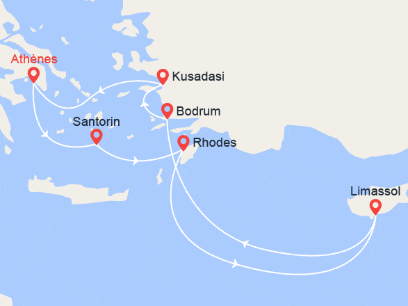 itinéraire croisière Méditerranée Orientale : Iles grecques, Chypre, Turquie