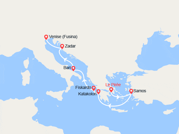 itinéraire croisière Méditerranée Orientale : Îles Grecques, Croatie, Italie