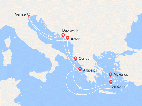 itinéraire croisière Iles grecques : Iles Grecques, Croatie et Monténégro