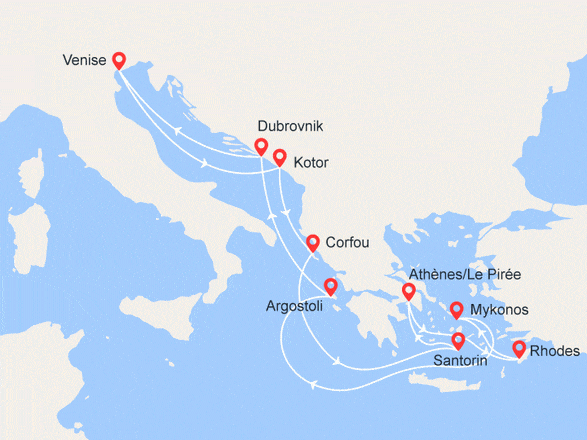 itinéraire croisière Iles grecques : Iles Grecques, Croatie et Monténégro