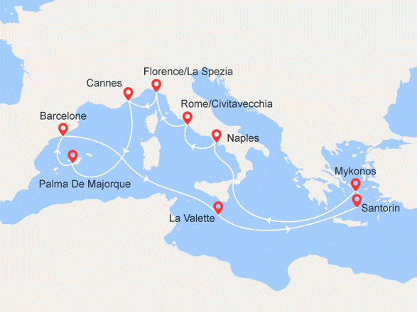 itinéraire croisière Iles grecques - Iles grecques : Iles Grecques, Malte, France, Italie