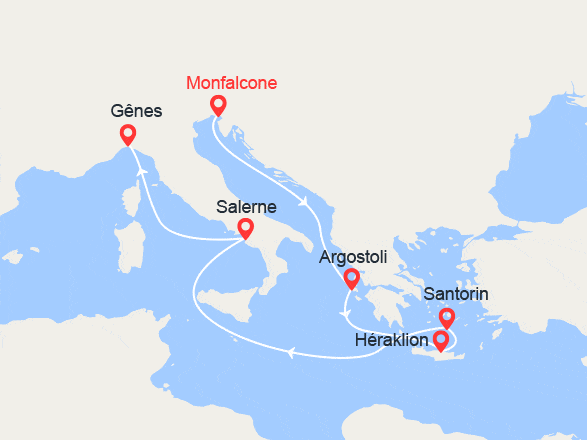 itinéraire croisière Iles grecques : Iles Grecques: Monfalcone à Gênes