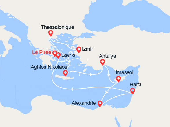 itinéraire croisière Iles grecques : Iles Grecques, Turquie, Egypte, Israël
