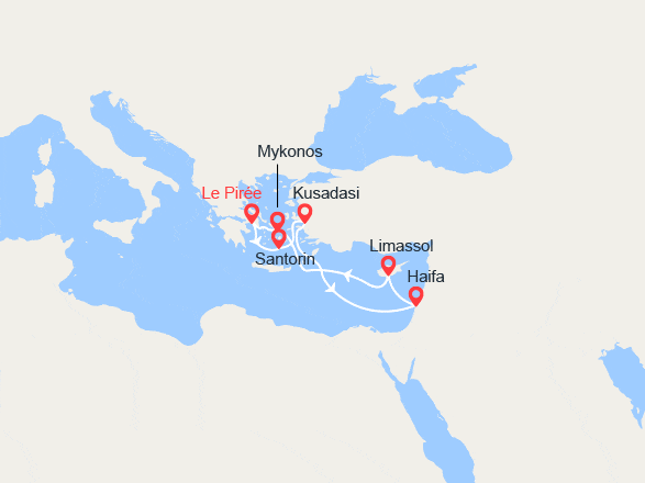 itinéraire croisière Méditerranée Orientale : Iles grecques, Turquie, Israël, Chypre