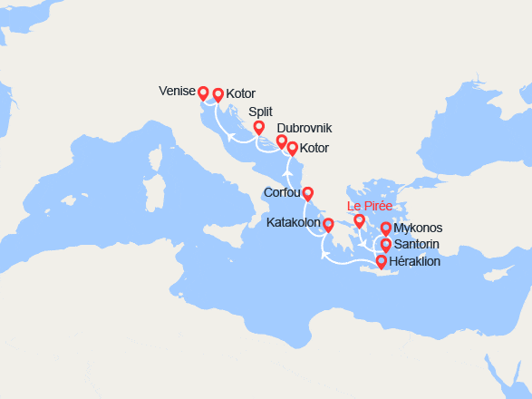 itinéraire croisière Méditerranée Orientale : Iles Grecques et Italie