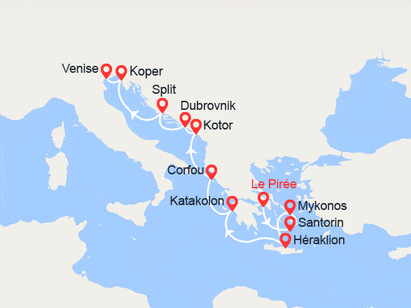 itinéraire croisière Méditerranée Orientale : Iles Grecques et Italie