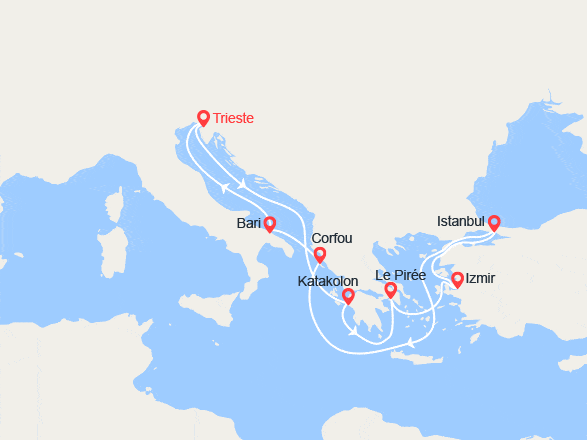 itin&eacute;raire croisi&egrave;re Méditerranée Orientale : Îles Grecques et Turquie 