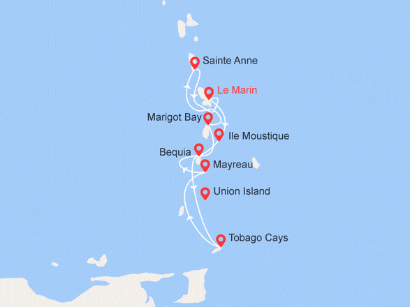 itinéraire croisière Caraïbes et Antilles : Iles Grenadines