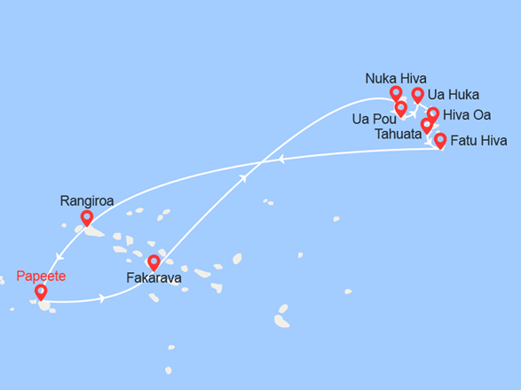 itinéraire croisière Tahiti Polynésie - Tahiti Polynésie : Iles Marquises et Tuamotu 
