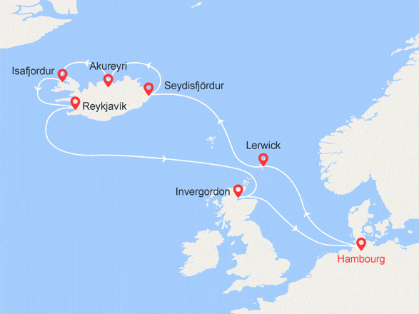 itinéraire croisière Islande - Îles Britanniques : Iles Shetland, Islande, Écosse