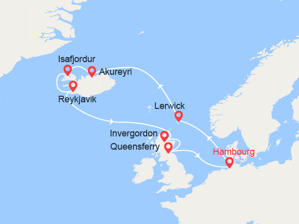 itinéraire croisière Islande : Iles Shetland, Islande, Écosse