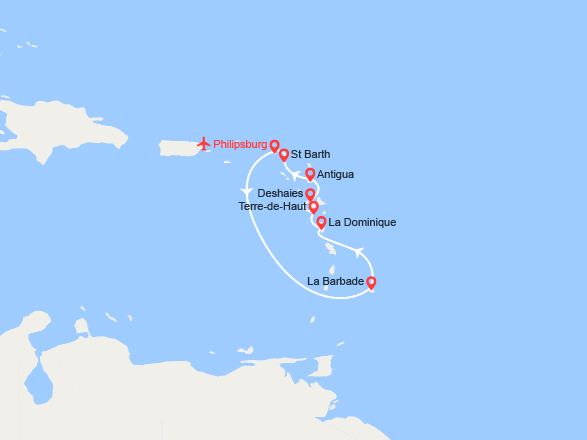 itin&eacute;raire croisi&egrave;re Caraïbes et Antilles : Iles sous le Vent, Caraïbes et Antilles - Vols inclus 
