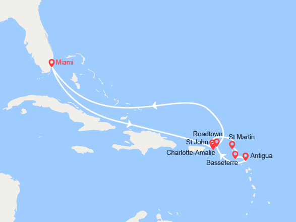 itinéraire croisière Caraïbes et Antilles : Iles Vierges, Antilles, Antigua et Barbuda