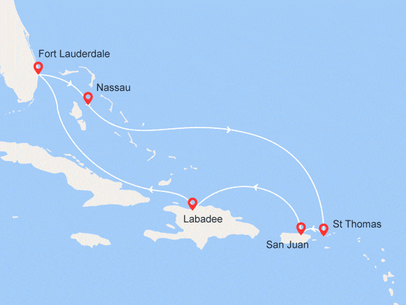 itinéraire croisière Caraïbes et Antilles : Iles Vierges, Bahamas, Porto Rico et Haïti