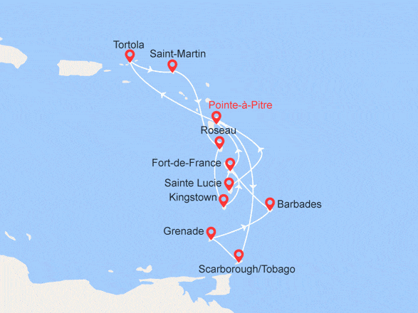 itinéraire croisière Caraïbes et Antilles : Iles vierges, la Dominique, Antilles, Trinité et Tobago...