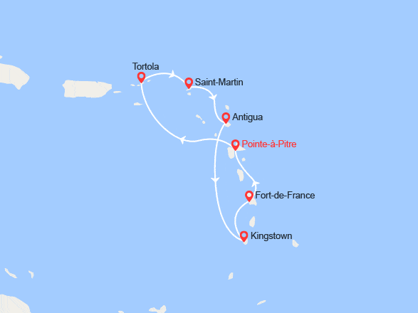 itinéraire croisière Caraïbes et Antilles : Iles Vierges et Antilles