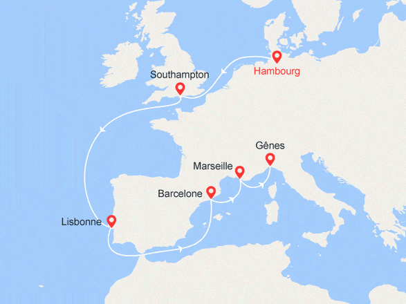 itinéraire croisière Méditerranée : INAUGURALE : De Hambourg à Gênes