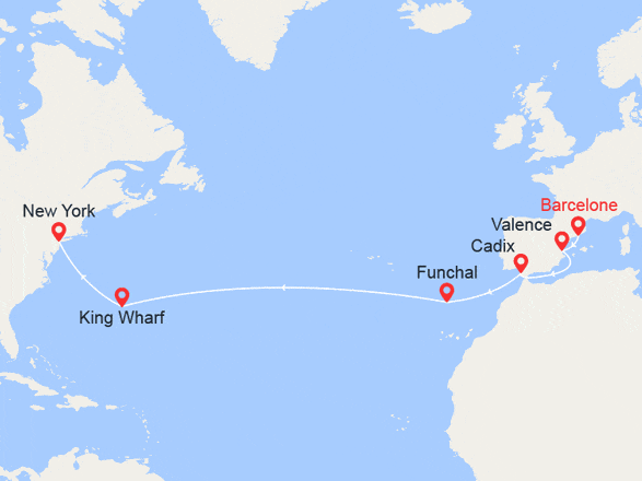 itinéraire croisière Transatlantique : Inaugurale : Transatlantique de Barcelone à New York