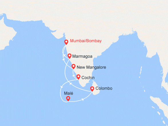 itinéraire croisière Océan Indien : Inde, Maldives, Sri Lanka