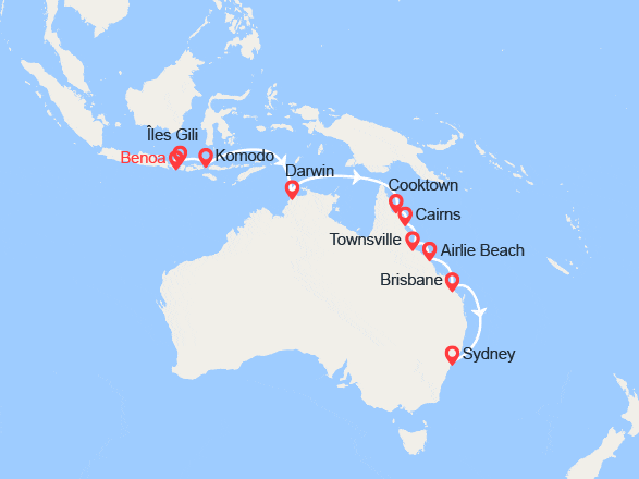 itinéraire croisière Pacifique : Indonésie, Australie