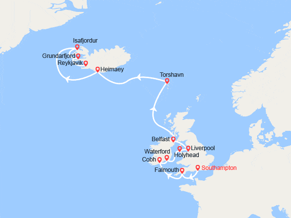 itinéraire croisière Iles Britanniques : Irlande, Islande