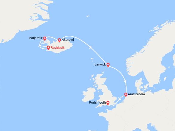 itinéraire croisière Europe du Nord : Islande, Ecosse, Pays-Bas, Angleterre