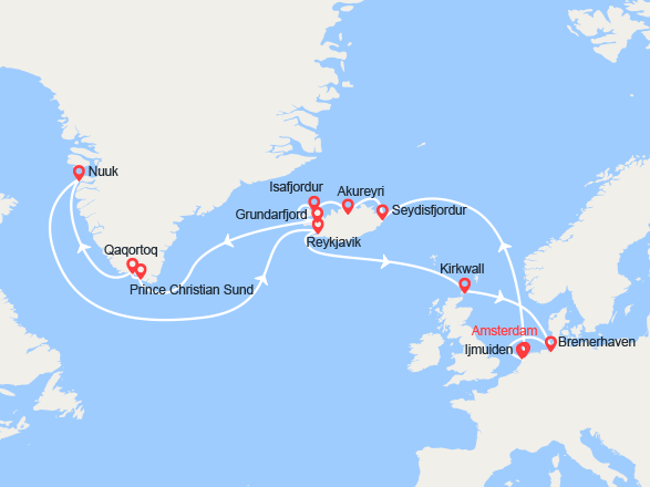 itinéraire croisière Islande : Islande, Groenland