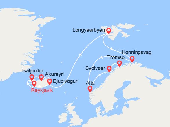 itinéraire croisière Islande : Islande, Norvège