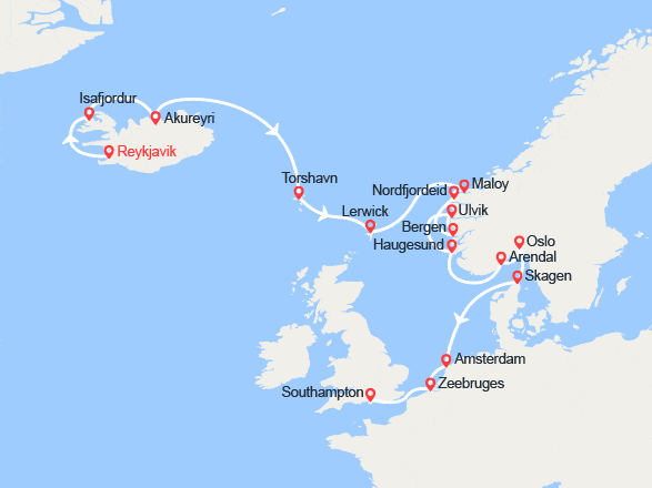 itinéraire croisière Islande : Islande, Norvège